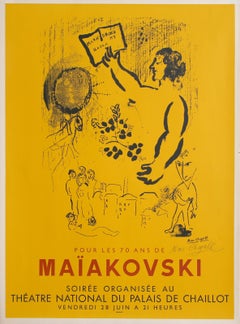 Hommage to Maïakovski, Hand-Signed Lithograph Poster after Marc Chagall
