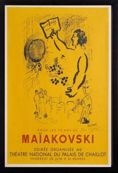 Hommage to Maïakovski, Hand-Signed Lithograph Poster after Marc Chagall
