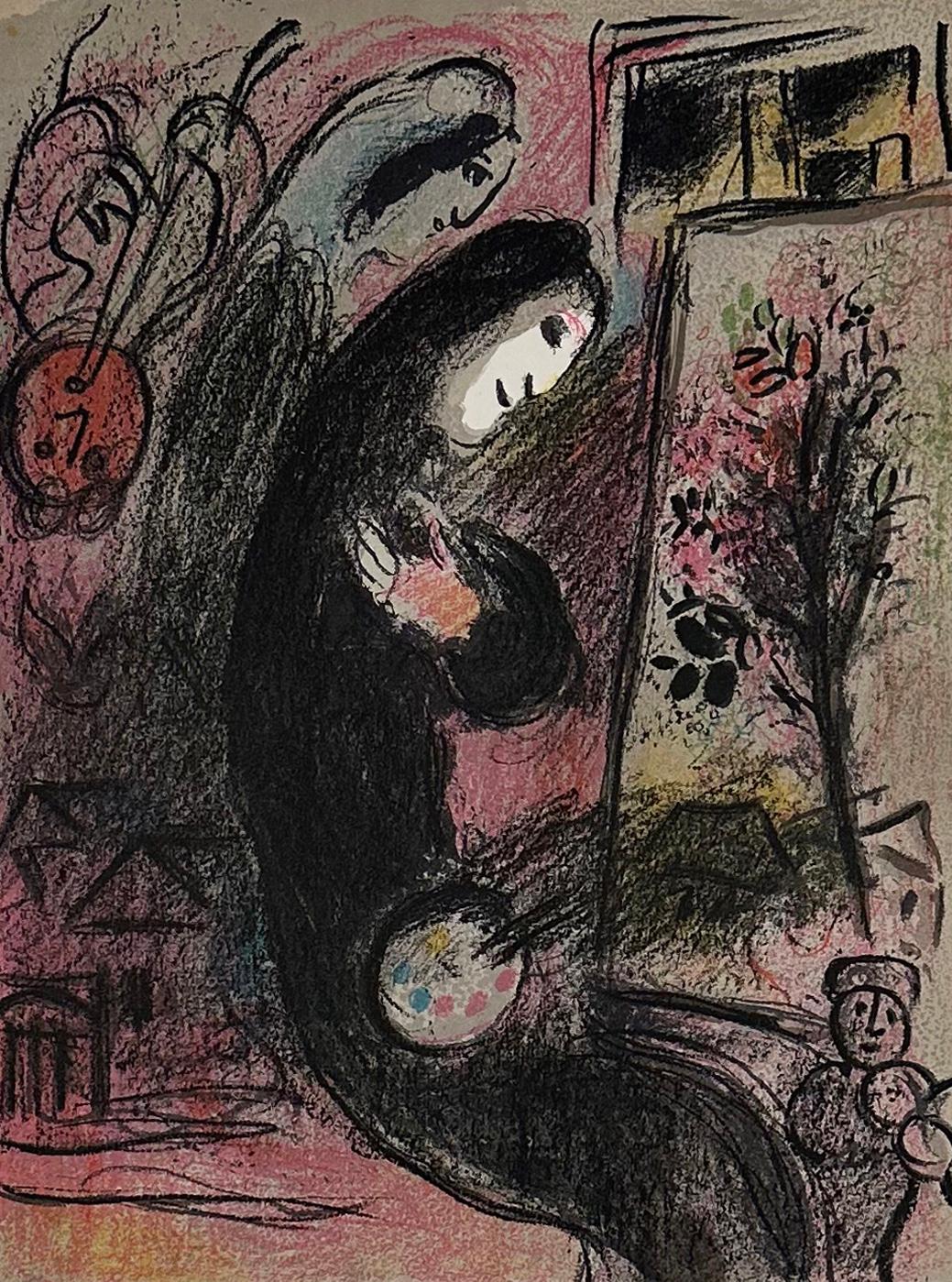 Marc Chagall Figurative Print – Inspiration, von 1963 Mourlot Lithographie II