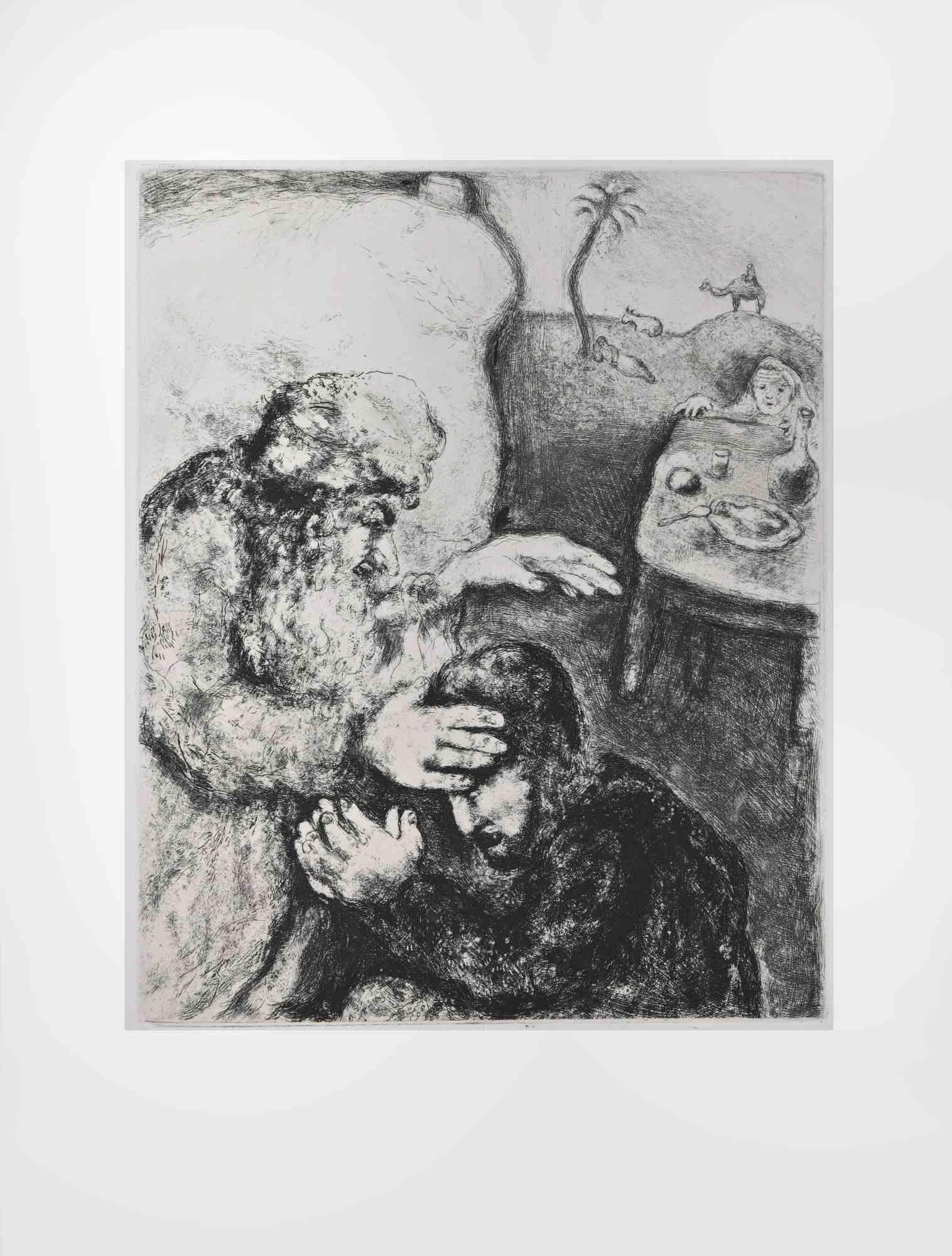 Etching on Montval wove paper, realized by Marc Chagall in 1931-39 and published by Tériade in 1956.

Edition of 275+30 out of commerce copies.

Not signed nor numbered, as issued.

Excellent impression with full margins a a bright and fresh