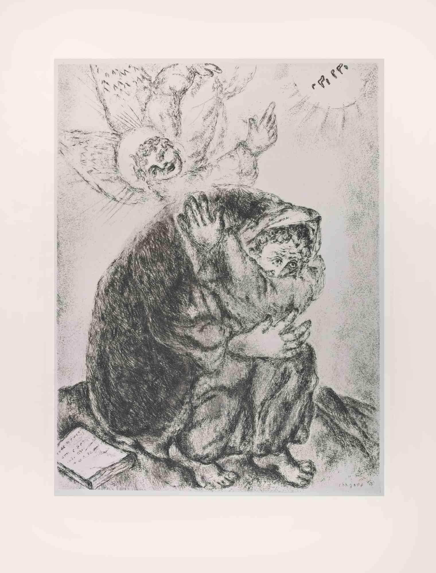 Etching on Montval wove paper, realized by Marc Chagall in 1931-39 and published by Tériade in 1956.

Edition of 275+30 out of commerce copies.

Not signed nor numbered, as issued.

Excellent impression with full margins a a bright and fresh