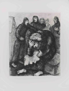 Jacob Weeping - Etching by Marc Chagall - 1956