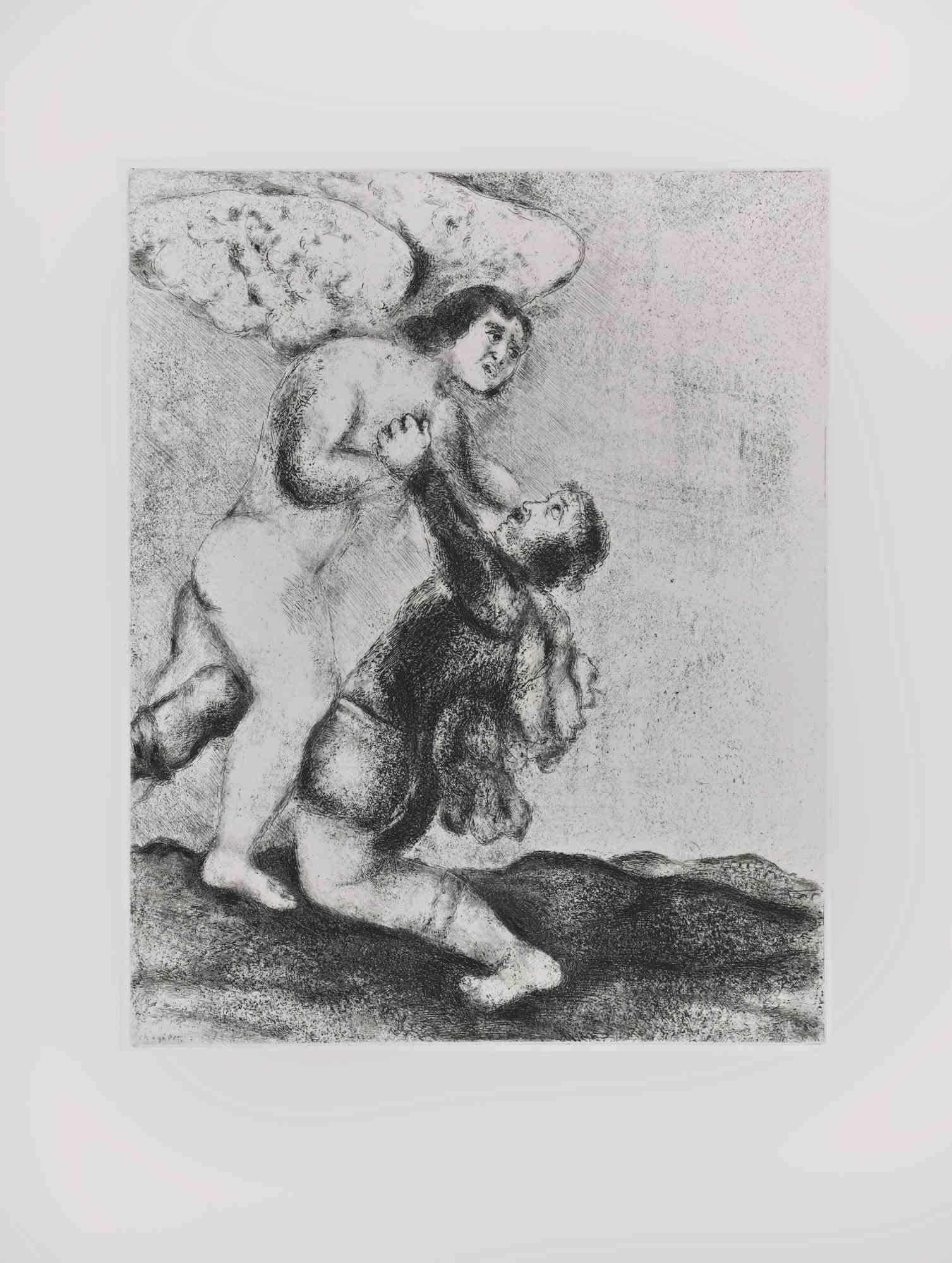 Etching on Montval wove paper, realized by Marc Chagall in 1931-39 and published by Tériade in 1956.

Belongs to the series "The Bible".

Edition of 275+30 out of commerce copies.

Not signed nor numbered, as issued.

Excellent impression with full