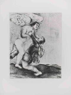 Vintage Jacob Wrestling with the Angel - Etching by Marc Chagall - 1956