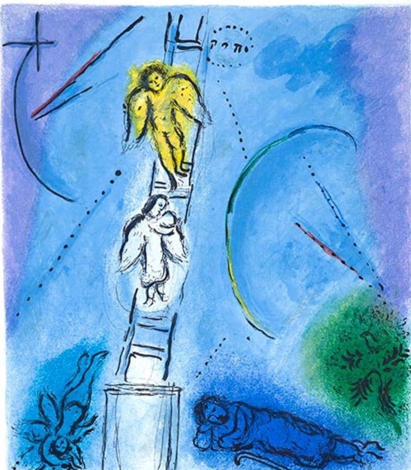 Jacobs Ladder Vintage French Galerie POSTER after Marc Chagall For Sale 2
