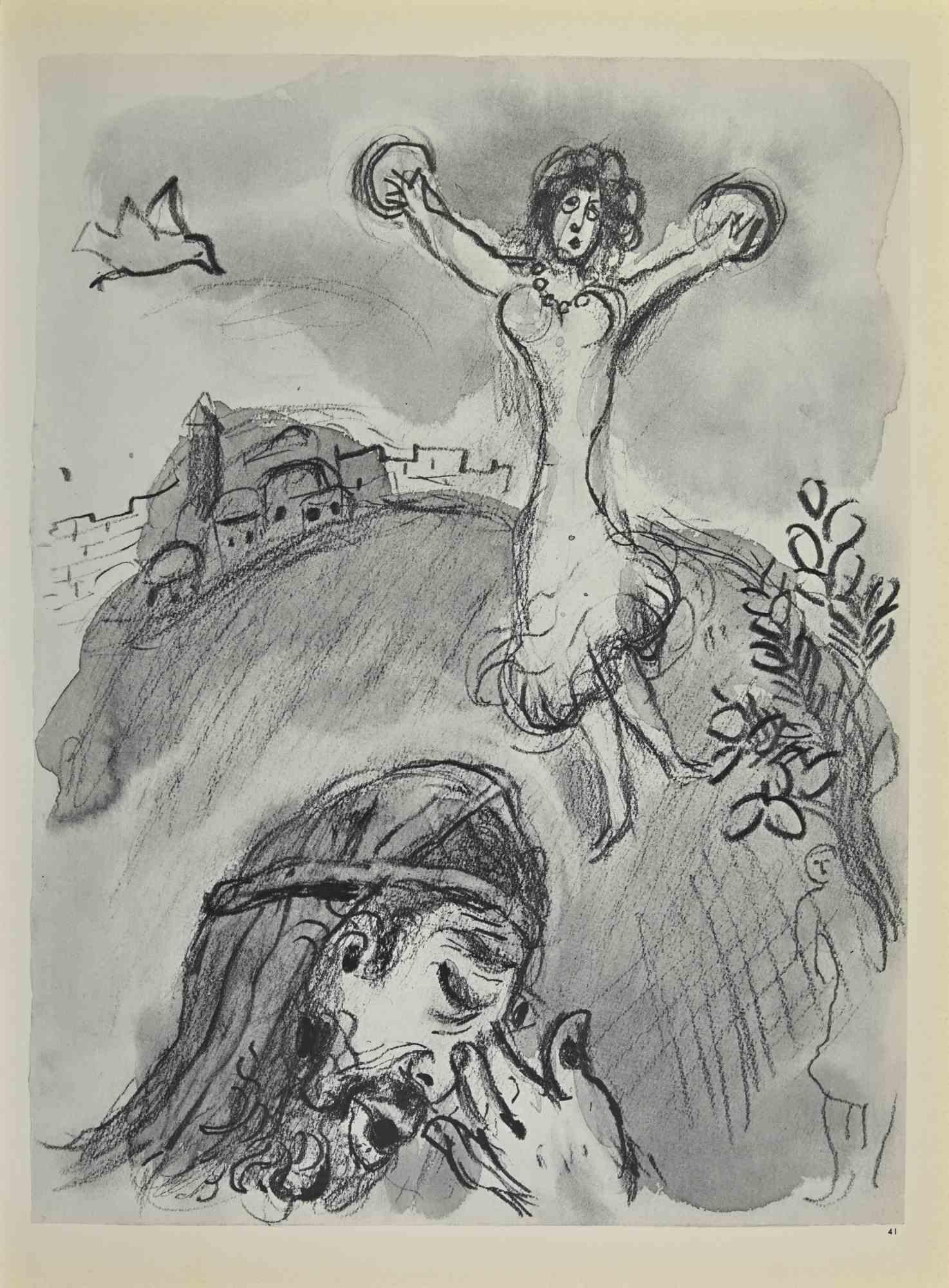 Jephthah's Daughter- Lithograph by Marc Chagall - 1960s 1