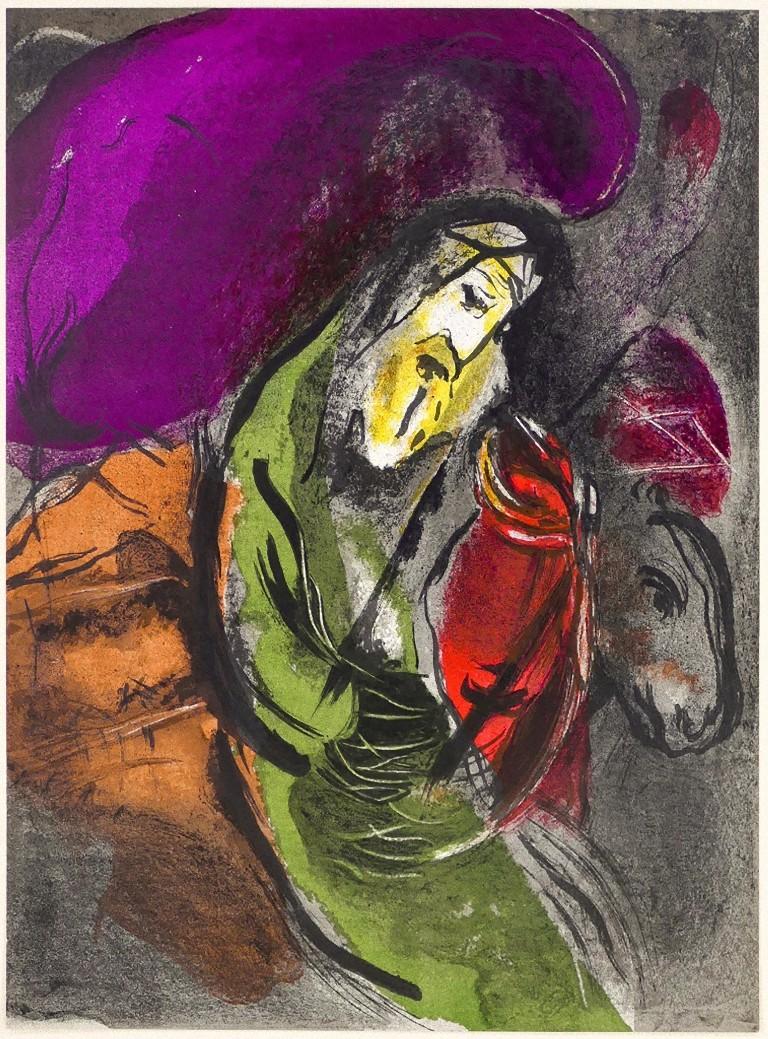 Marc Chagall Portrait Print - Jeremiah "Illustrations for the Bible" - Original Lithograph by M. Chagall- 1956