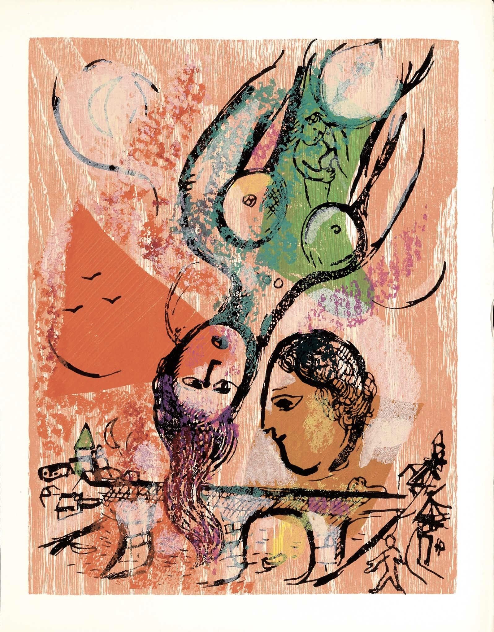 Marc Chagall Figurative Print - J'habite ma Vie (Poèmes, #24)
