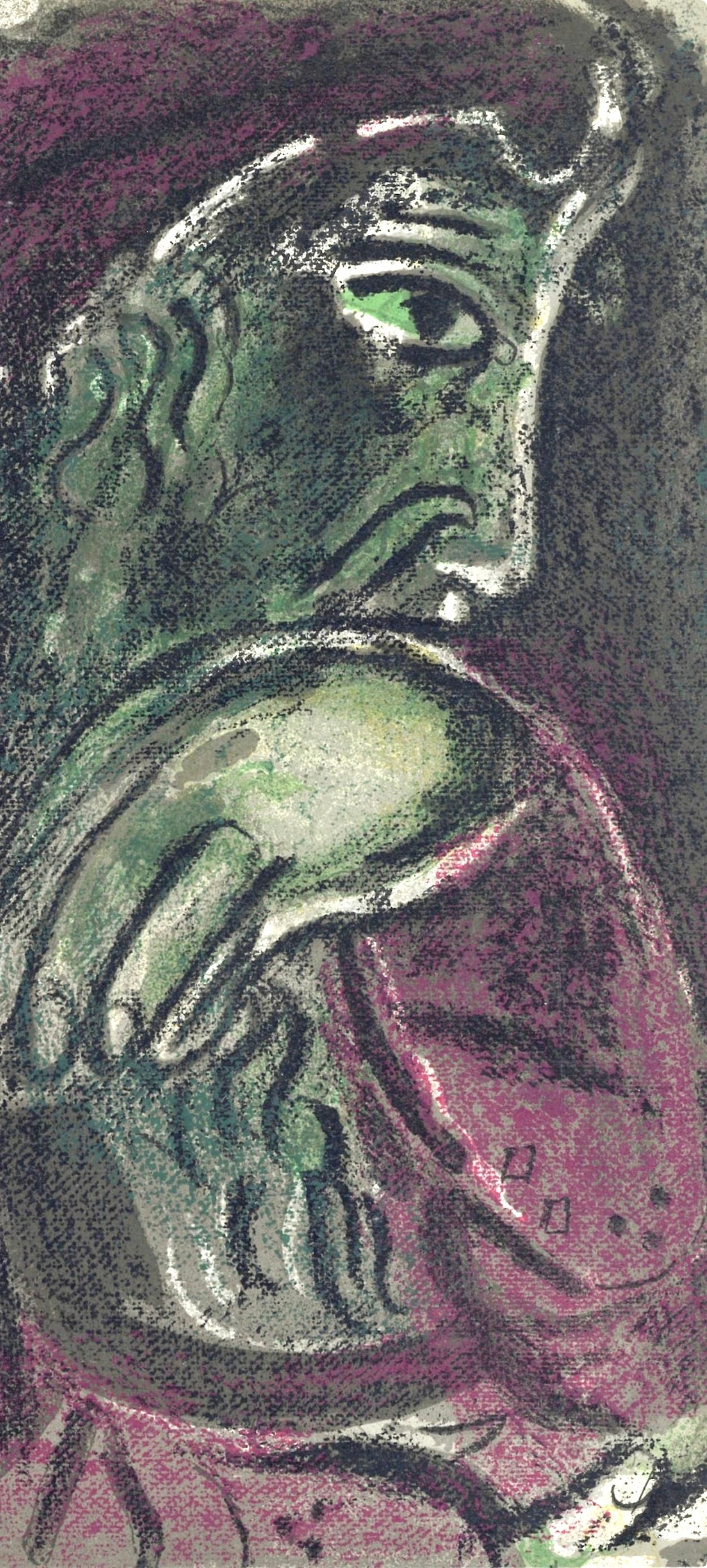 Job désespéré (Mourlot 230-77; Cramer 42), Marc Chagall, Dessins Pour La Bible For Sale 1