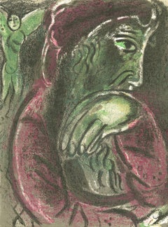 "Job Désperé (Job in Despair)," original color lithograph by Marc Chagall