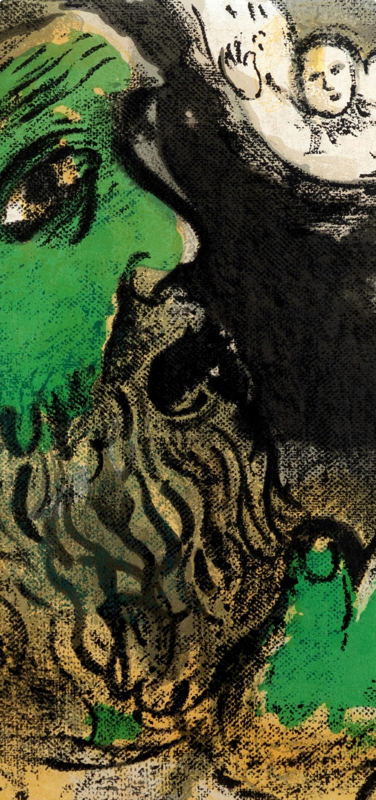 Job en prière (Mourlot 230-77 ; Cramer 42) - Noir Landscape Print par Marc Chagall