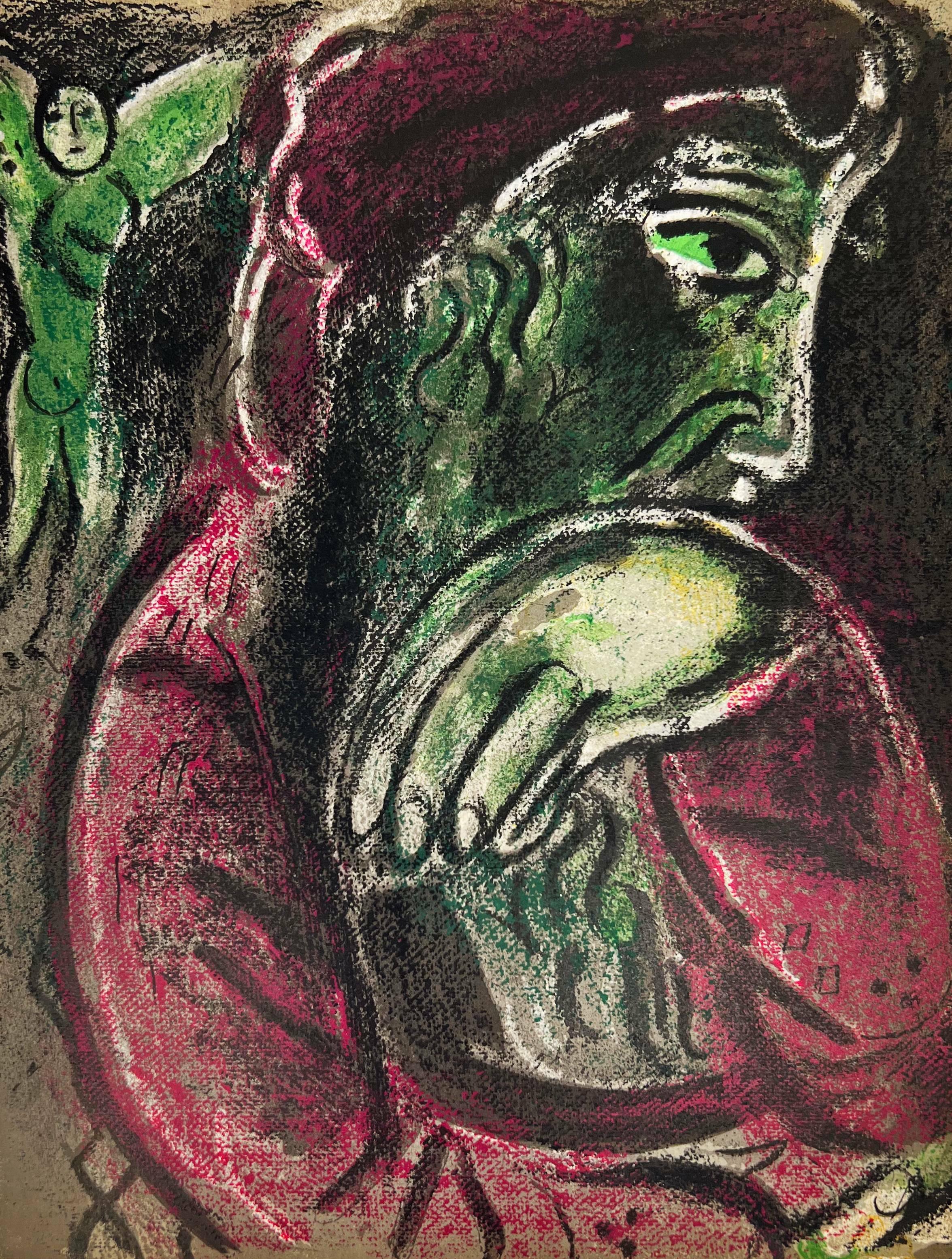 Marc Chagall Figurative Print - Job in Despair