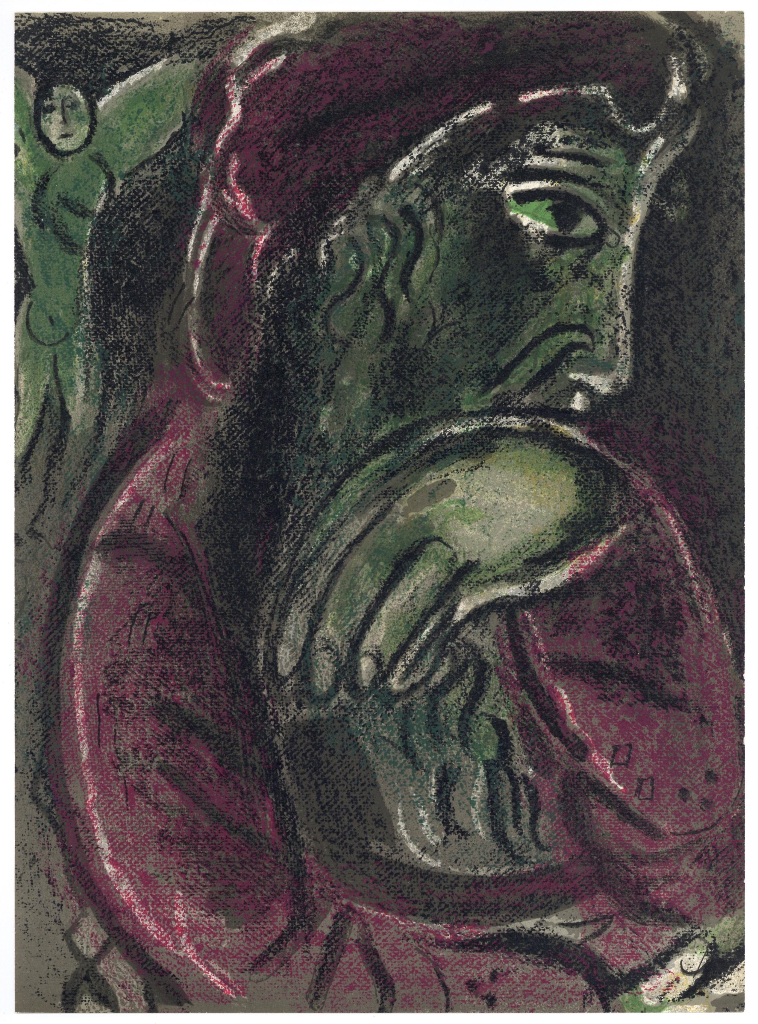 Marc Chagall Portrait Print - "Job's Despair" original lithograph