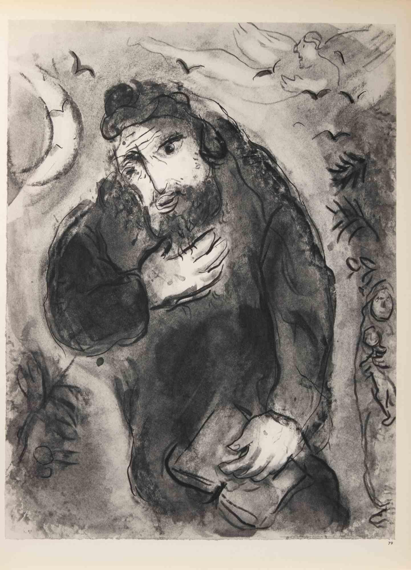 Joel, the Man with the Book- Héliogravure by Marc Chagall - 1960 For Sale 1