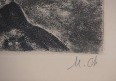 Joshua and The Angel - Original etching with watercolor, Handsigned /100