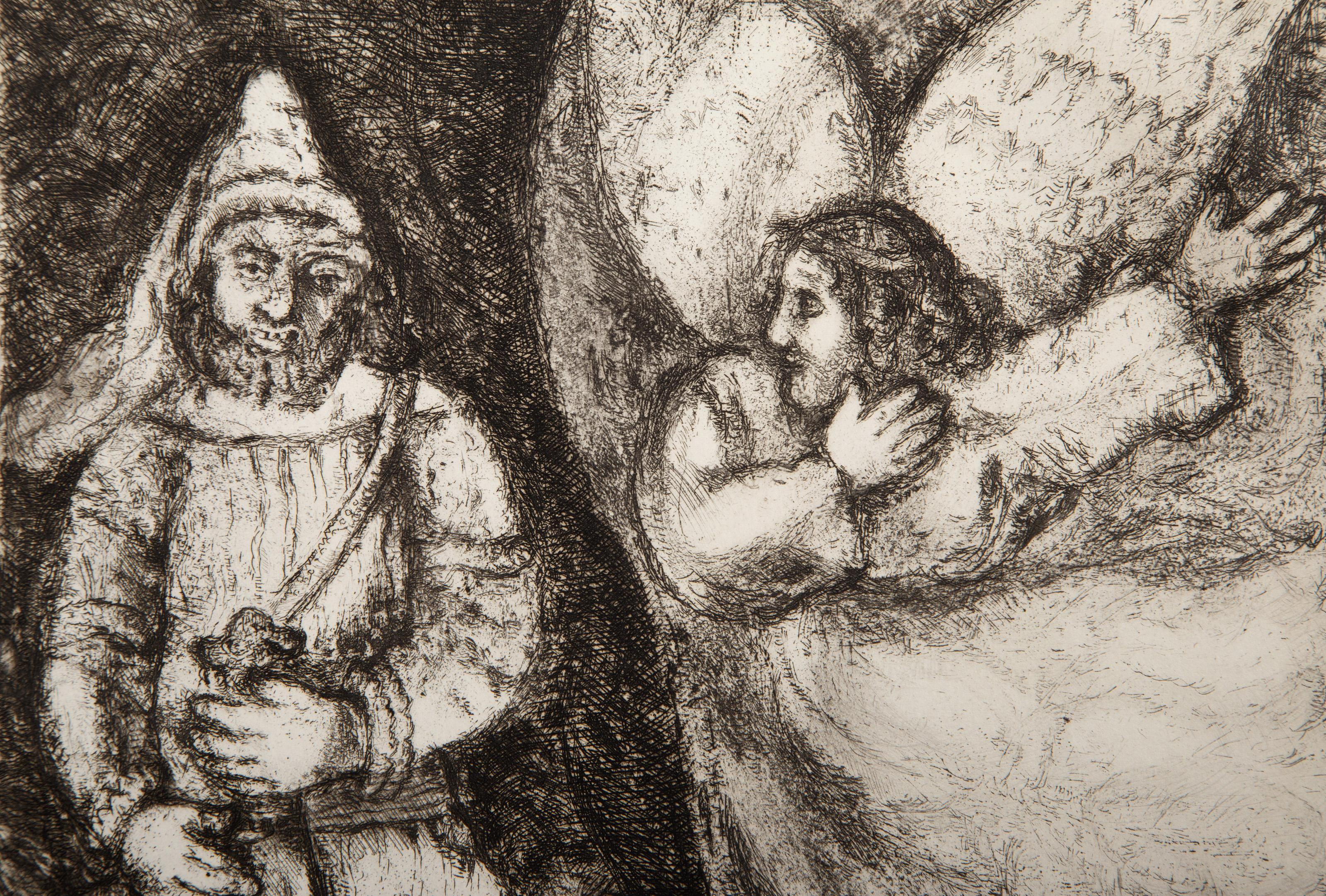 Joshua Armed by The Eternal, Surrealist Etching by Marc Chagall For Sale 1
