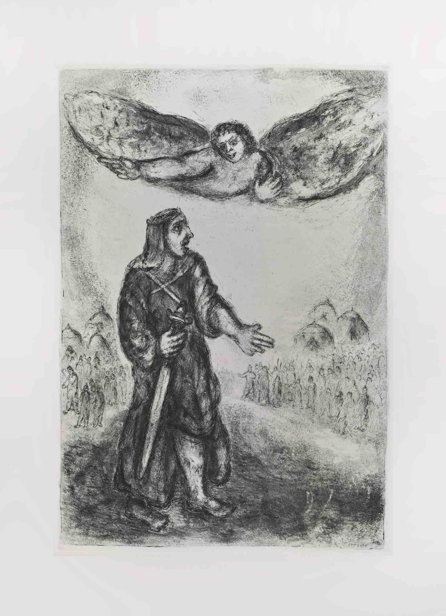 Radierung auf Montval-Gewebe, 1931-39 von Marc Chagall ausgeführt und 1956 von Tériade veröffentlicht.

Gehört zu der Serie "Die Bibel".

Auflage von 275+30 Exemplaren aus dem Handel.

Nicht signiert und nummeriert, wie ausgestellt.

Ausgezeichneter