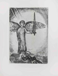 Joshua before the Angel with the Sword - Etching by Marc Chagall - 1956