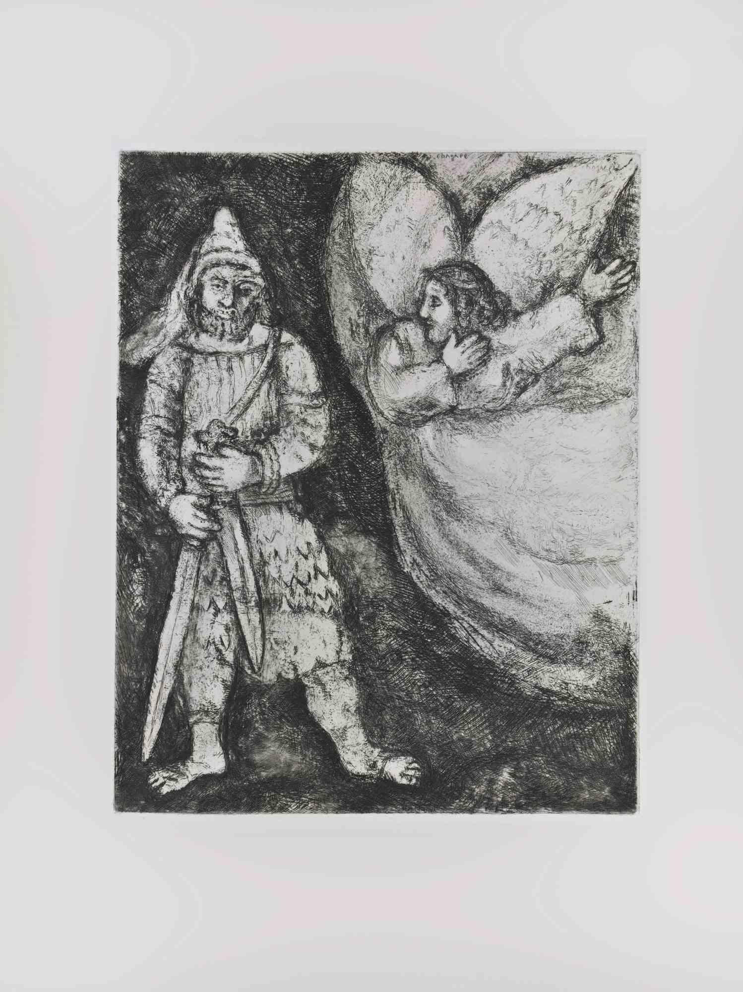 Etching on Montval wove paper, realized by Marc Chagall in 1931-39 and published by Tériade in 1956.

Belongs to the series "The Bible".

Edition of 275+30 out of commerce copies.

Not signed nor numbered, as issued.

Excellent impression with full