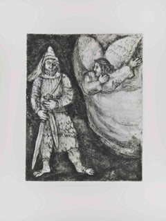 Josua bei der Vorbereitung auf die Überquerung des Jordans - Radierung von Marc Chagall - 1956