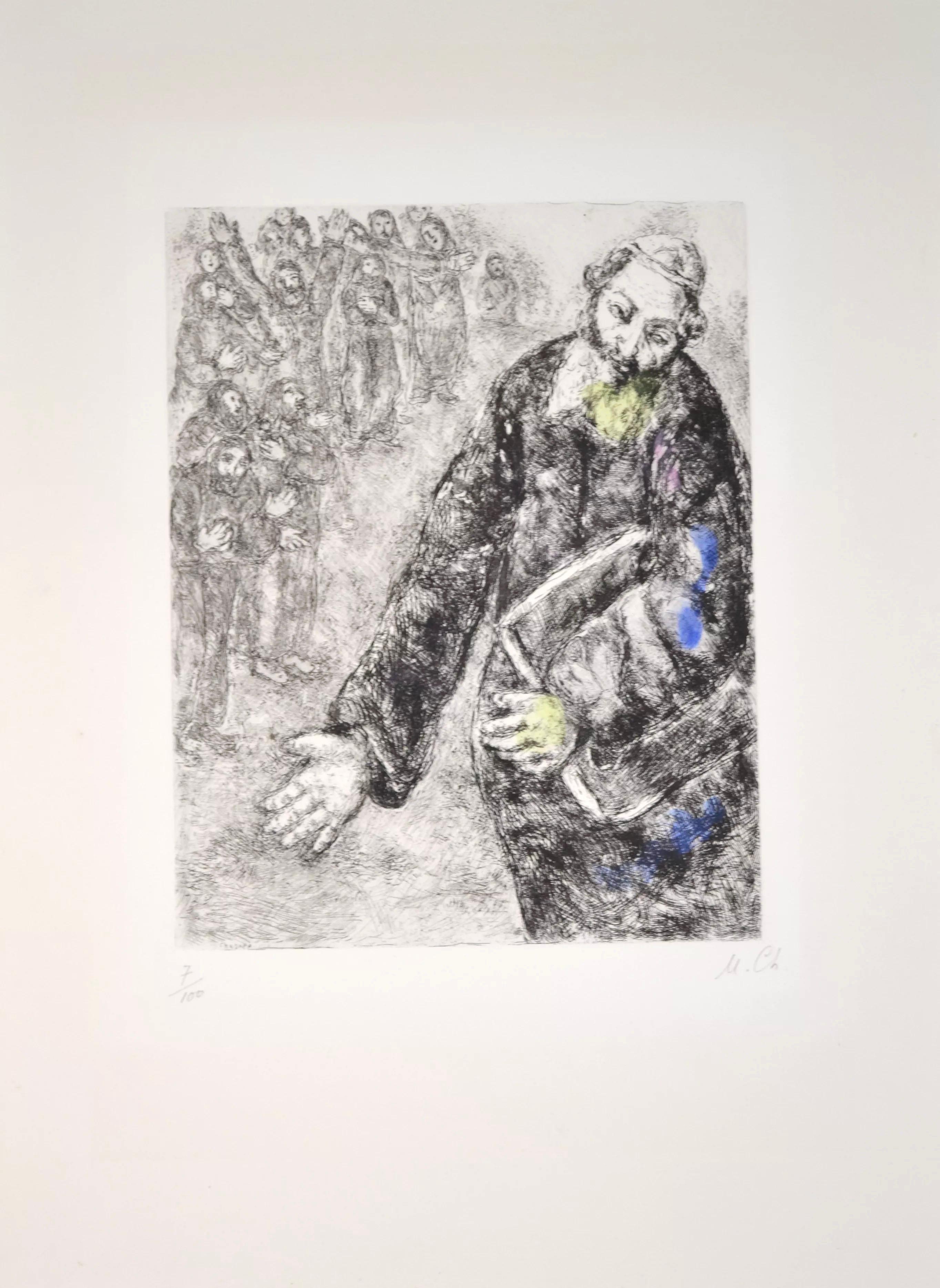 Joshua reading The Word Of The Law - MCH47 - Print by Marc Chagall