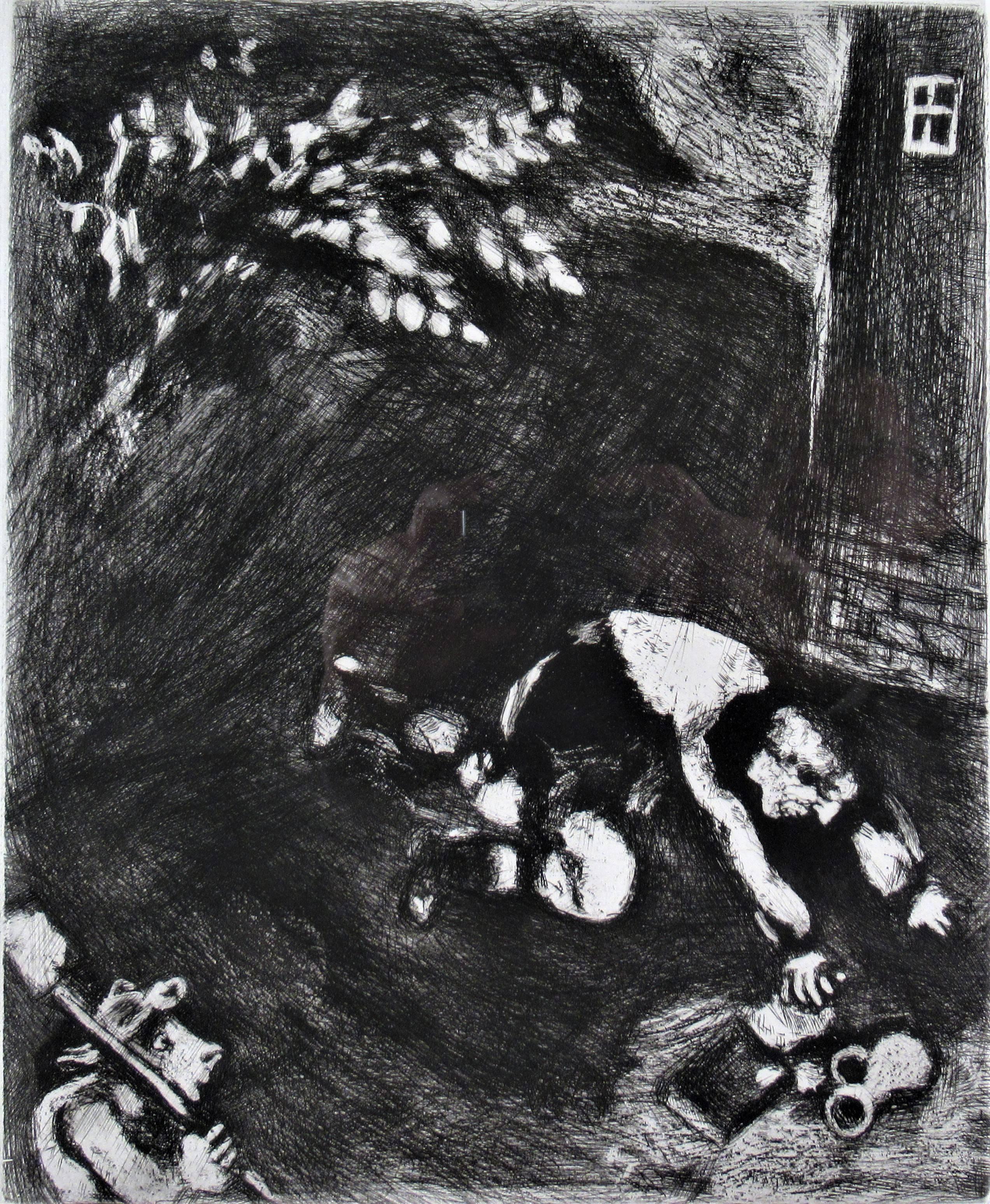 l' Avare Qui a Perdu son Tresor,  From the suite Les Fables De La Fontaine - Print by Marc Chagall