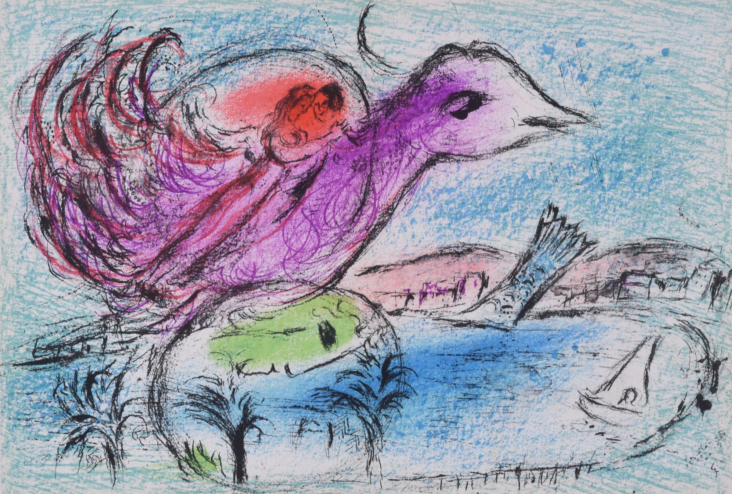 Marc Chagall Figurative Print – La Baie, Doppelseite der Nr. 132 von Derriere le Miroir