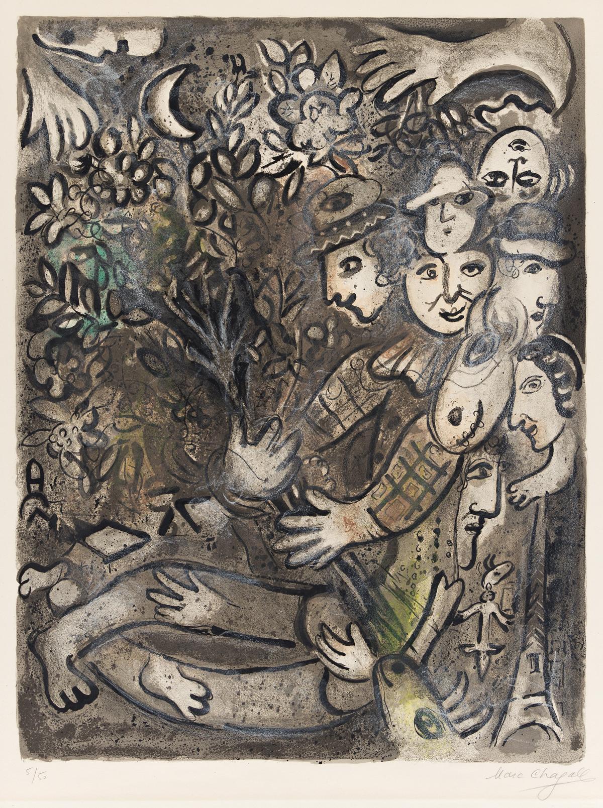 Marc Chagall Figurative Print - La Famille d'Arlequin