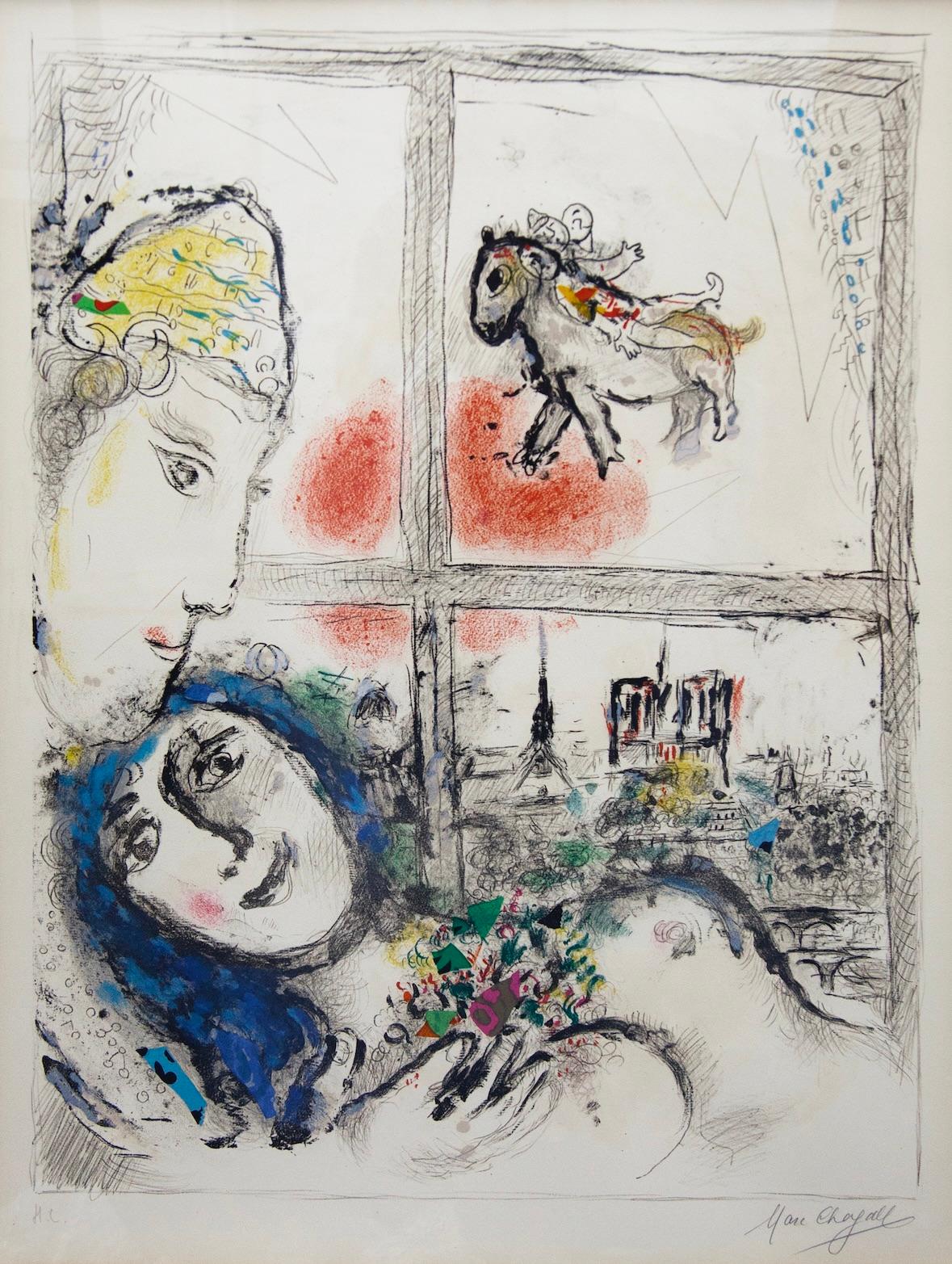 "Paris de ma fenêtre" 1969-1970 Paris from My Window - Color lithograph - Print by Marc Chagall