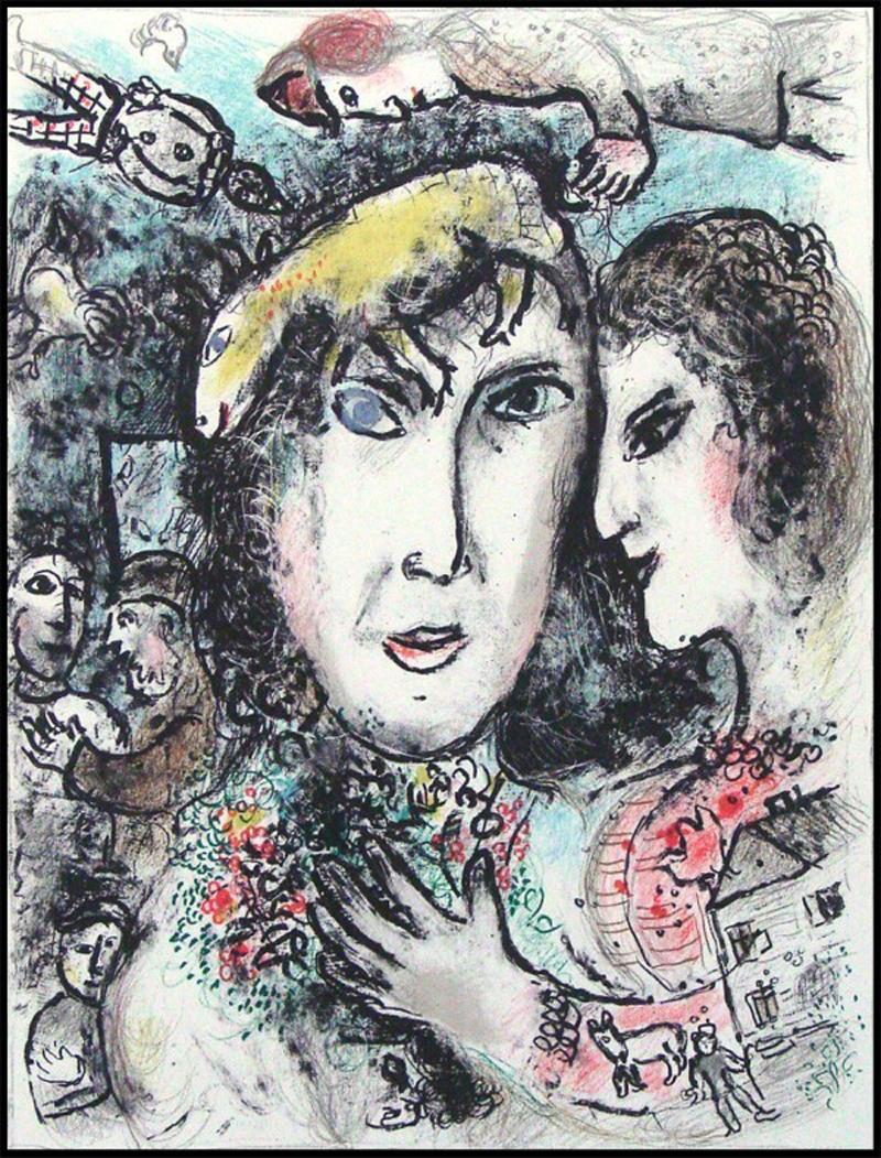 Marc Chagall
"La famiglia del pittore
1972
Litografia a colori su carta Arches
21,75 x 16,75 pollici (dimensioni dell'immagine)
29 x 19,5 pollici (dimensioni del foglio)
Edizione di 50 + EA
Firmato a matita in basso a destra: "Marc Chagall
Inscritto