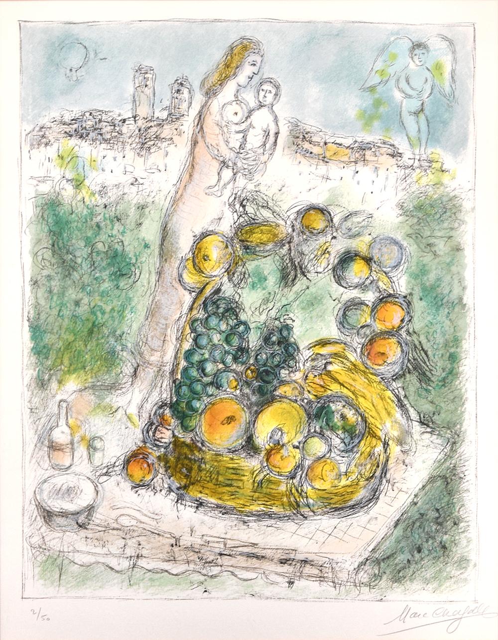 Marc Chagall Figurative Print - La grande Corbeille (The Large Basket), 1975