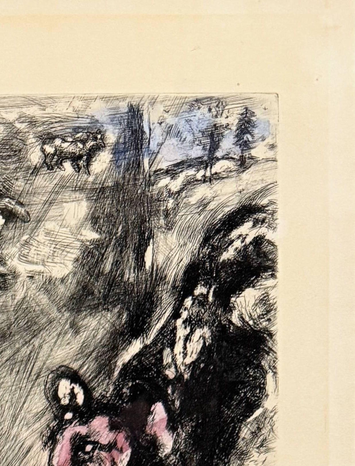 La Lice et sa compagne - Beige Print par Marc Chagall