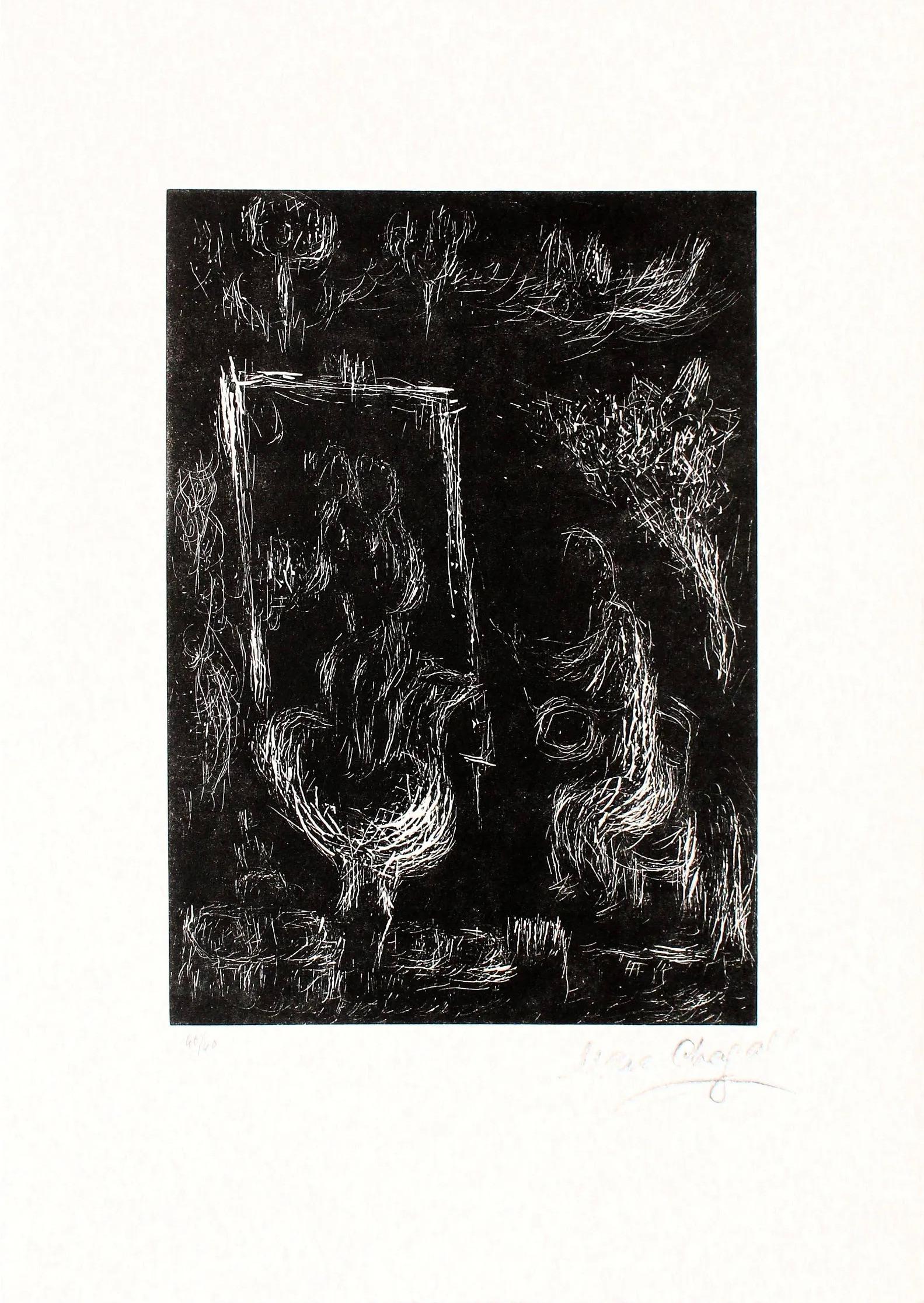 La Nuit Il Vole un Ange Dans le Ciel - Print by Marc Chagall