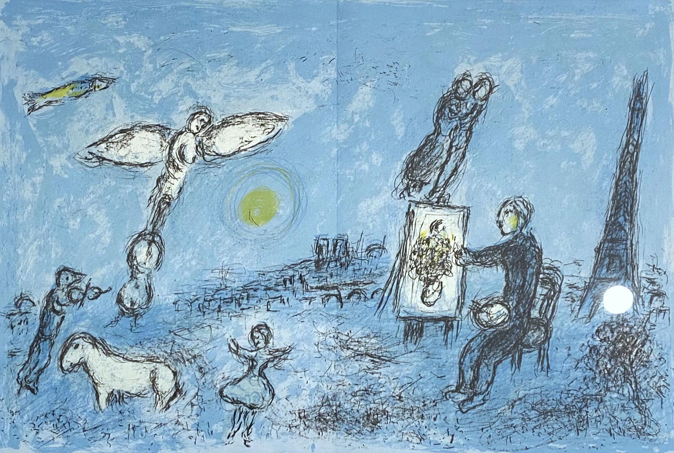 Marc Chagall Figurative Print – La Peintre et son double, von Derriere Le Miroir 246