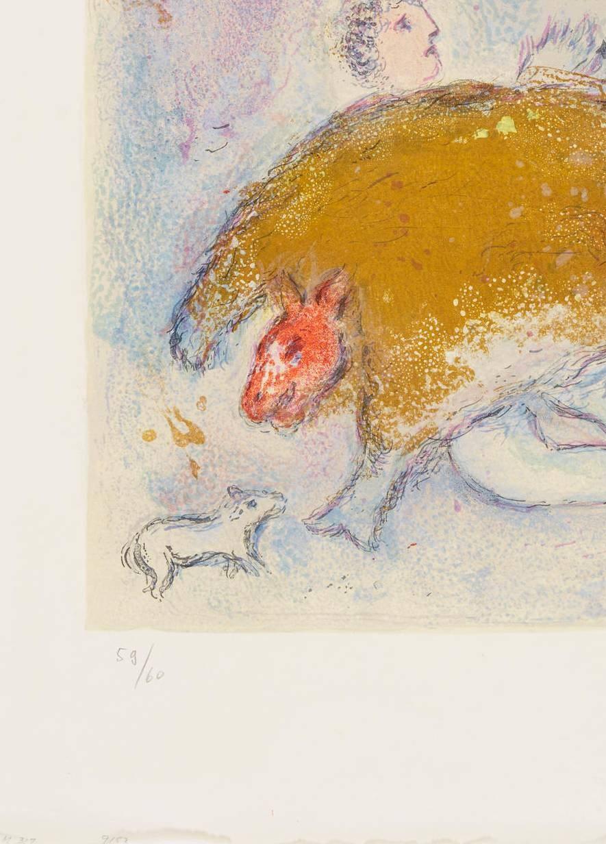 La Ruse de Dorcon, from Daphnis et Chloé - Beige Print by Marc Chagall