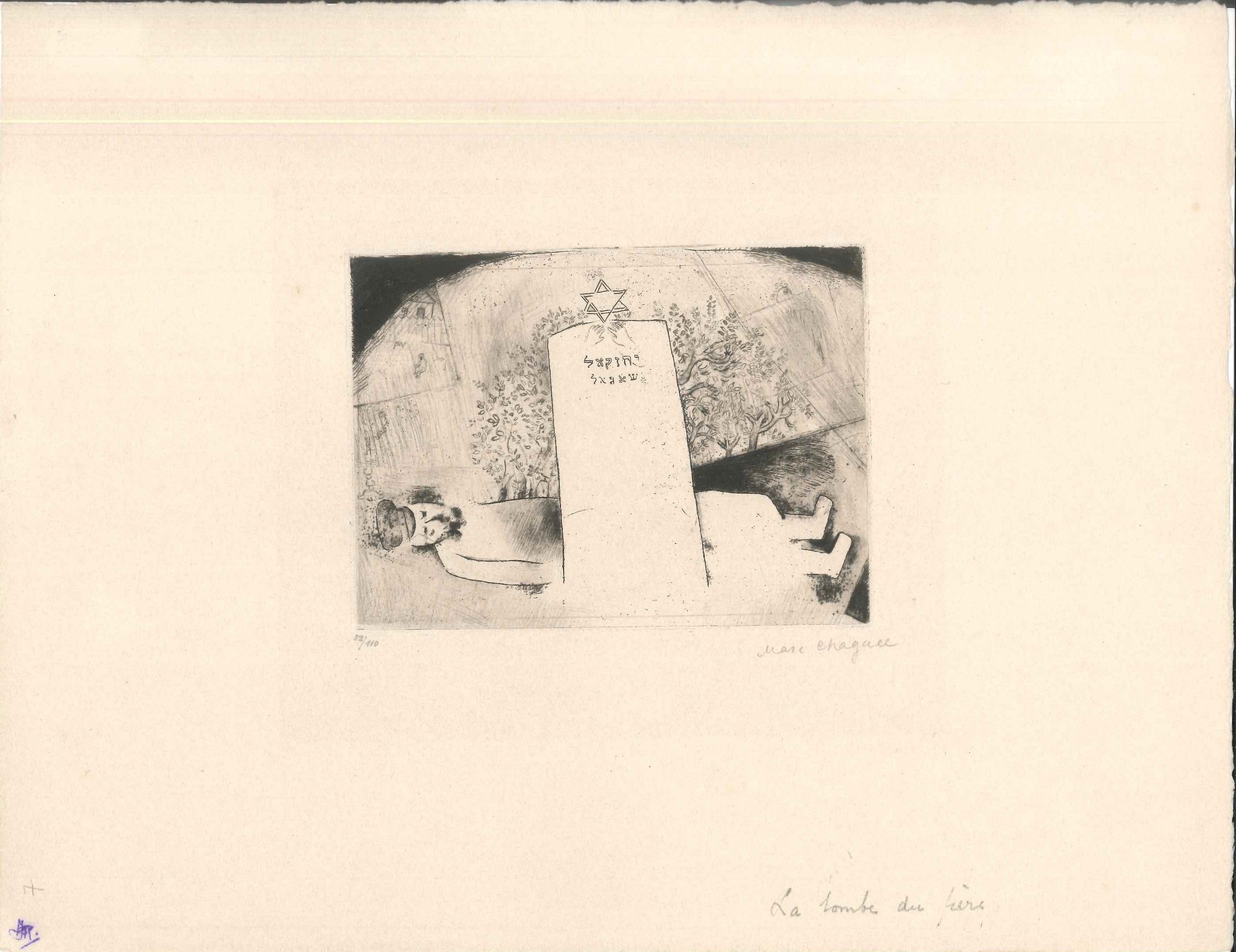 La Tombe du Père - Radierung von Marc Chagall - 1923 im Angebot 1