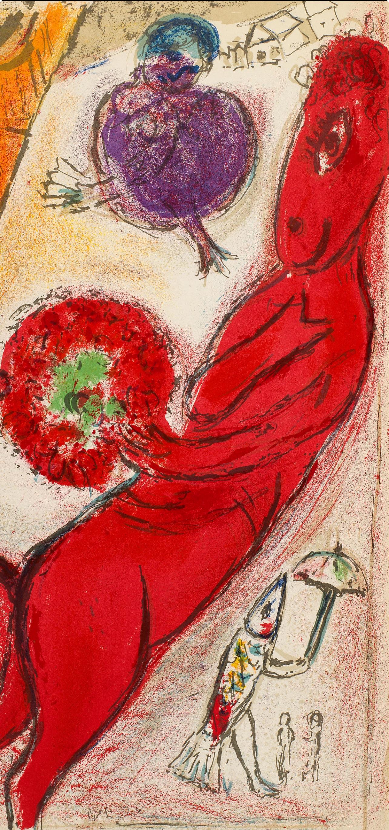 La Tour Eiffel à l'âne (Cramer 24; Mourlot 97), Derrière le miroir - Print de Marc Chagall