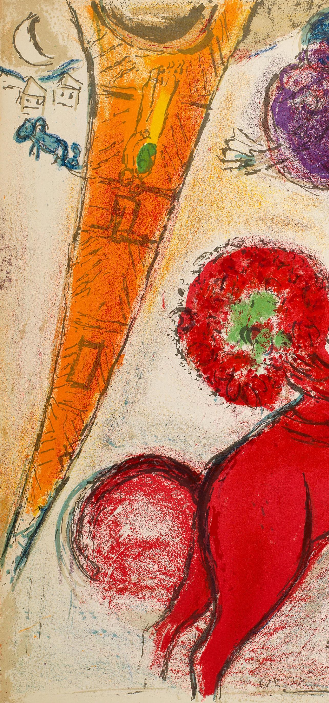 La Tour Eiffel à l'âne (Cramer 24; Mourlot 97), Derrière le miroir - Figurative Print Beige de Marc Chagall