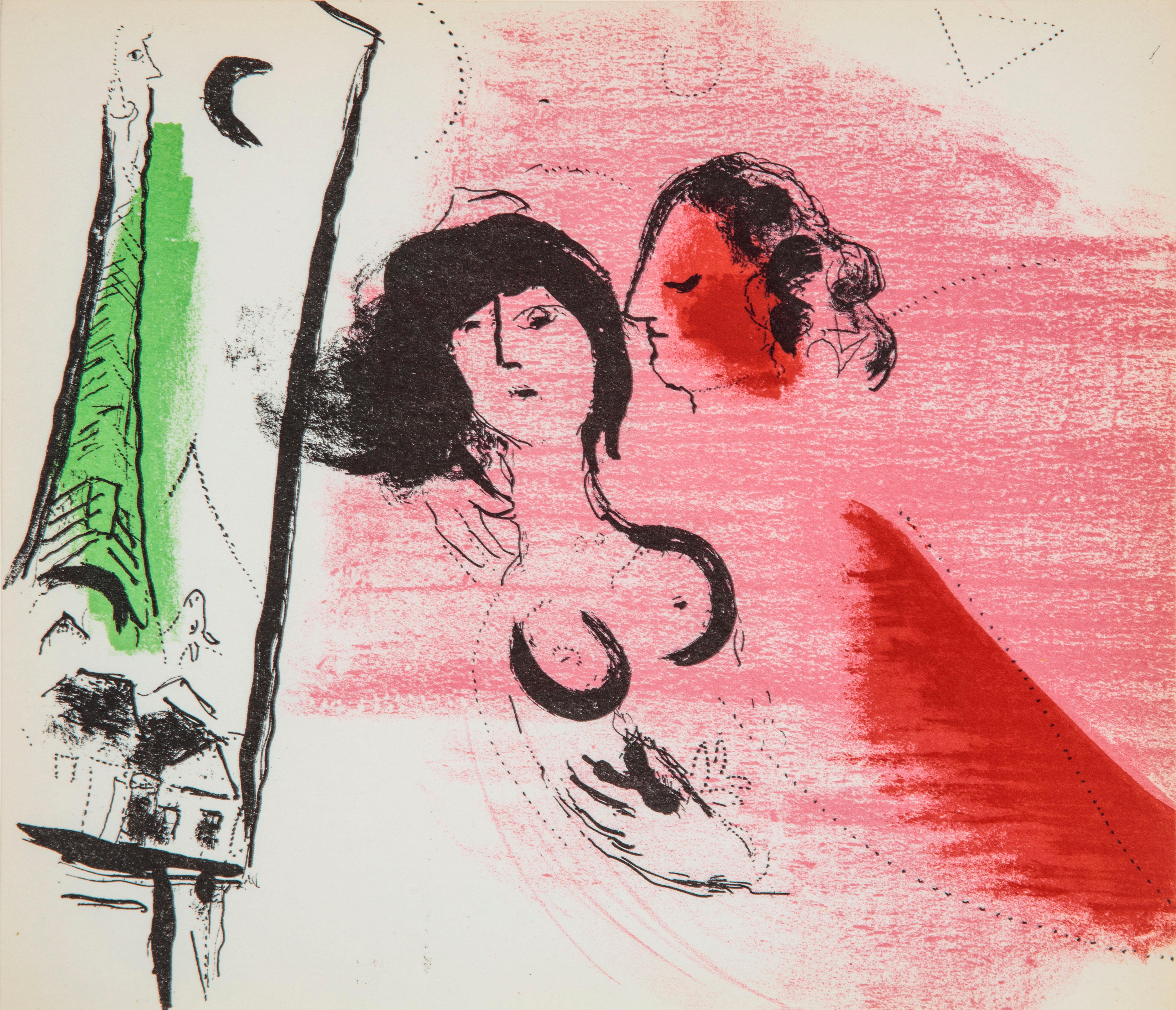 Marc Chagall Figurative Print - La Tour Eiffel verte (The green Eiffel Tower)