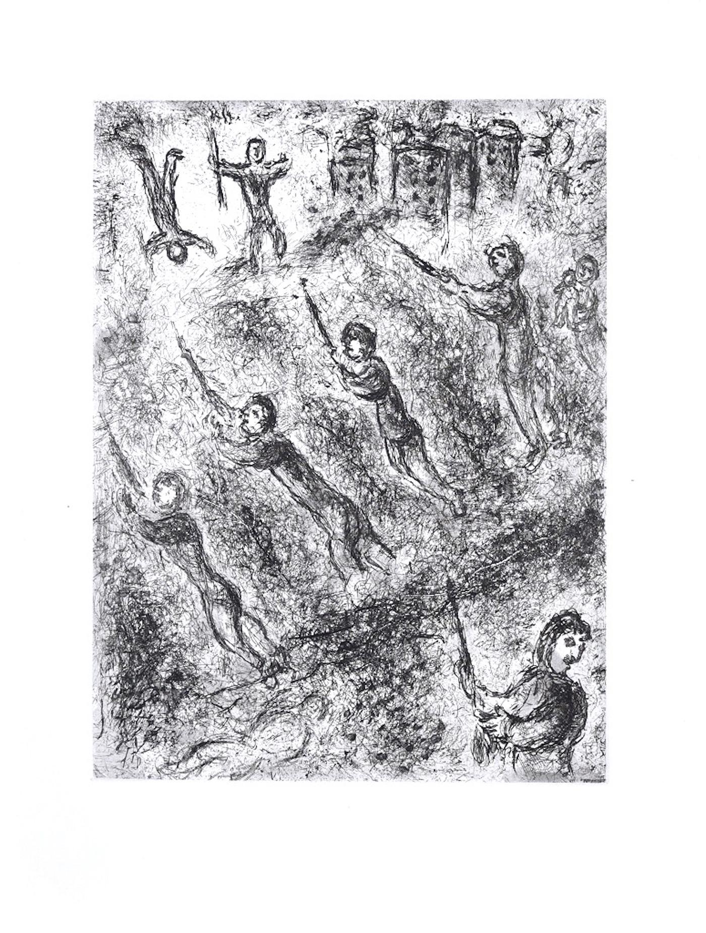 Marc Chagall Figurative Print - La Tranchée  - Etching by M. Chagall - 1977