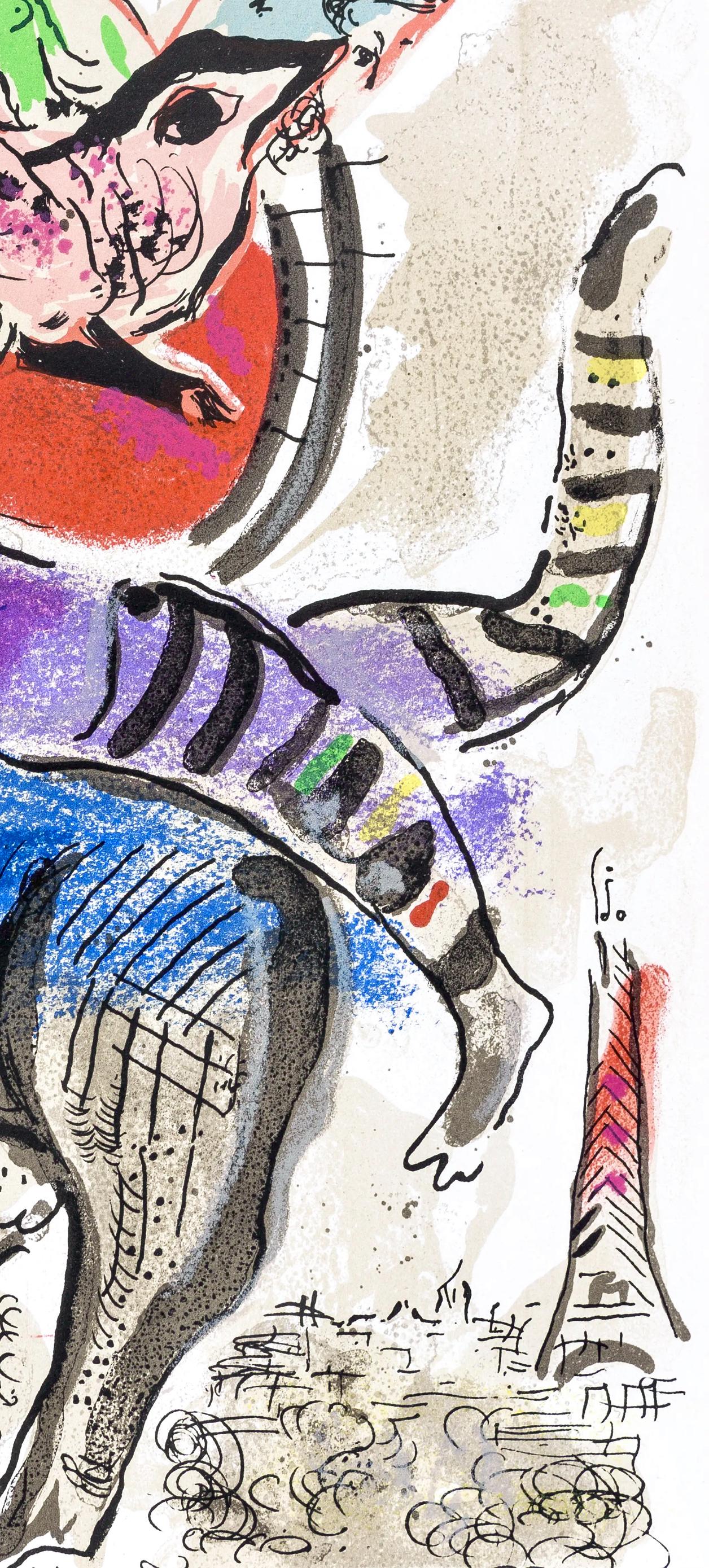 La Vache Bleue (Cramer 71; Mourlot 488), Société internationale d'art XXe siècle - Figurative Print Gris de Marc Chagall