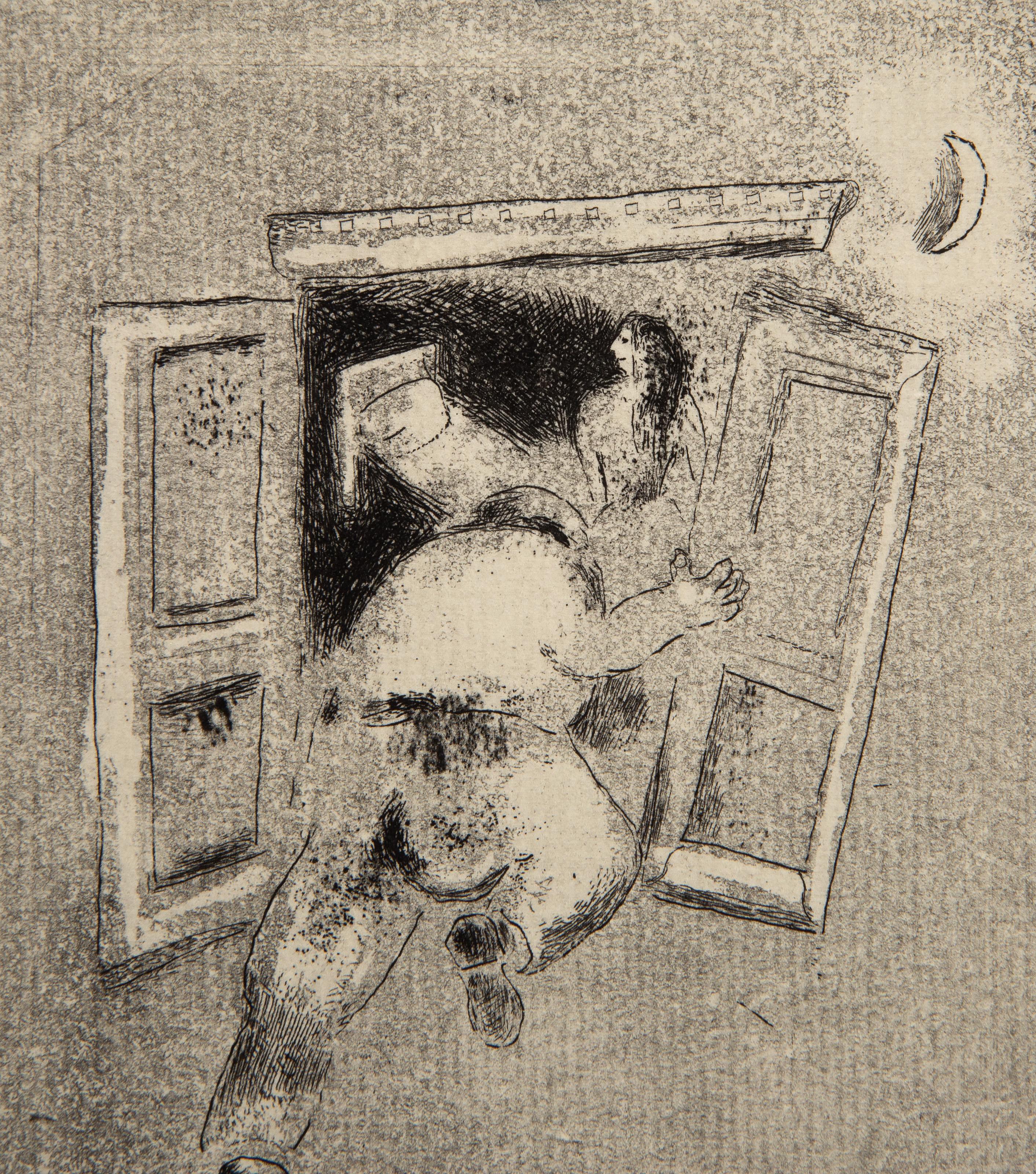 La Visite par la Fenetre, da Maternite - Acquaforte moderna di Marc Chagall in vendita 1