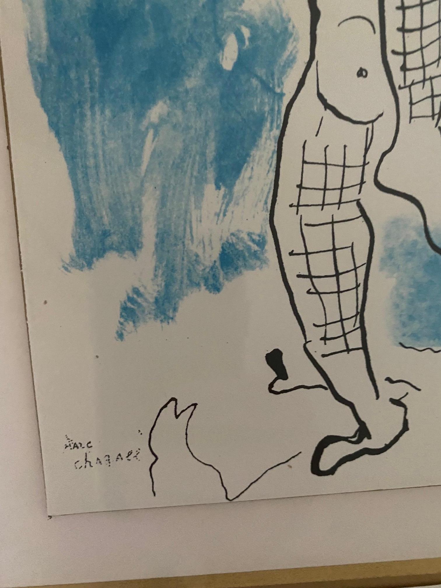 L'Acrobat - Originallithographie der Akrobatenfigur von Marc Chagall, die als Einladung an den Akrobaten eingeladen wurde 4