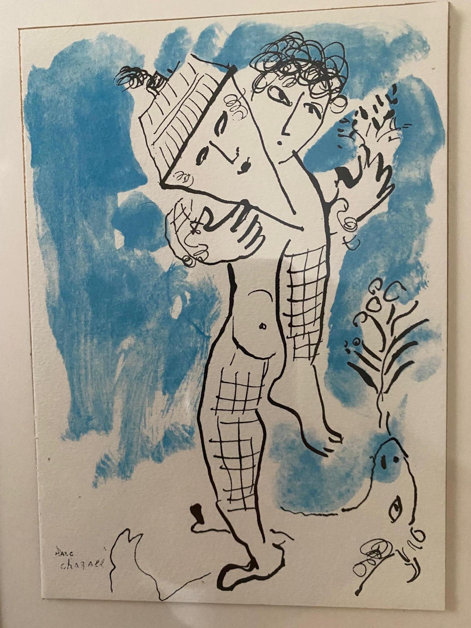 L'Acrobat - Originallithographie der Akrobatenfigur von Marc Chagall, die als Einladung an den Akrobaten eingeladen wurde 5