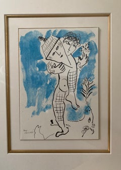 L'Acrobat - original lithograph of Marc Chagall's work the acrobat as invitation