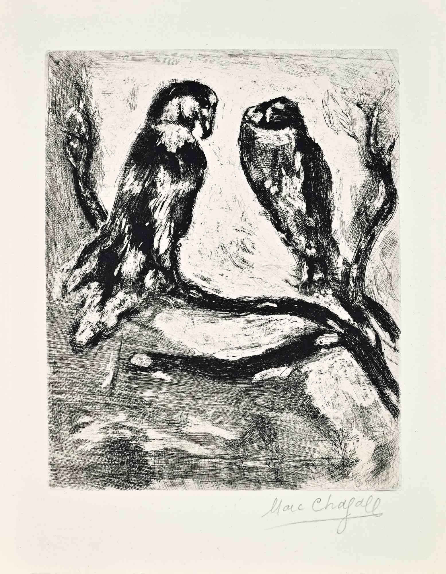 Etching on Montval paper, realized between 1927 and 1930.

Table from "Les Fables de La Fontaine", published in 1952 in and edition of 200.

Hand signed in pencil.

Very good condition.

Ref. Cramer 22; Vollard 161