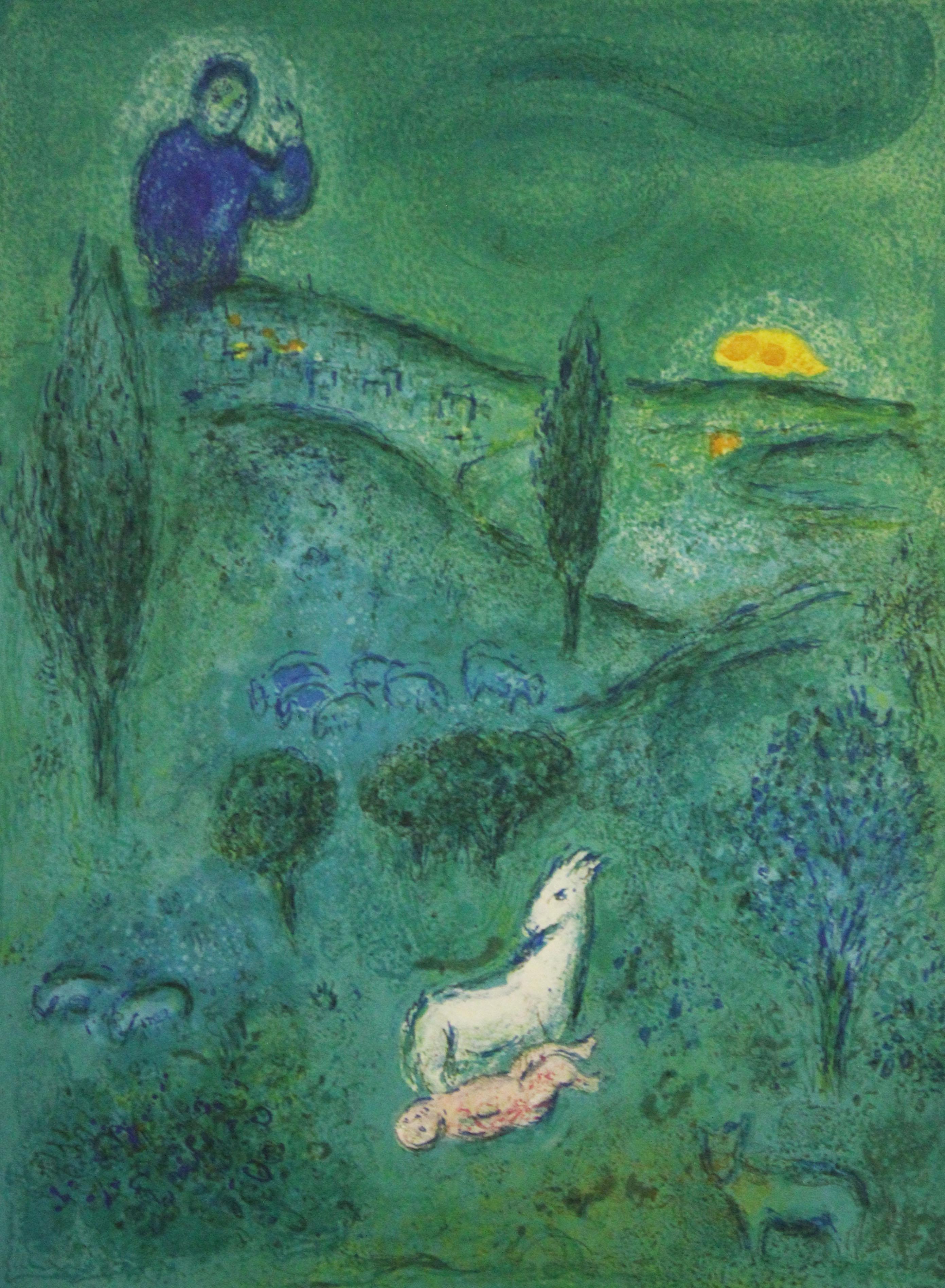 Marc Chagall Print – „Lamon Discovers Daphnis“:: aus der Daphnis and Chloe-Serie:: 1961.