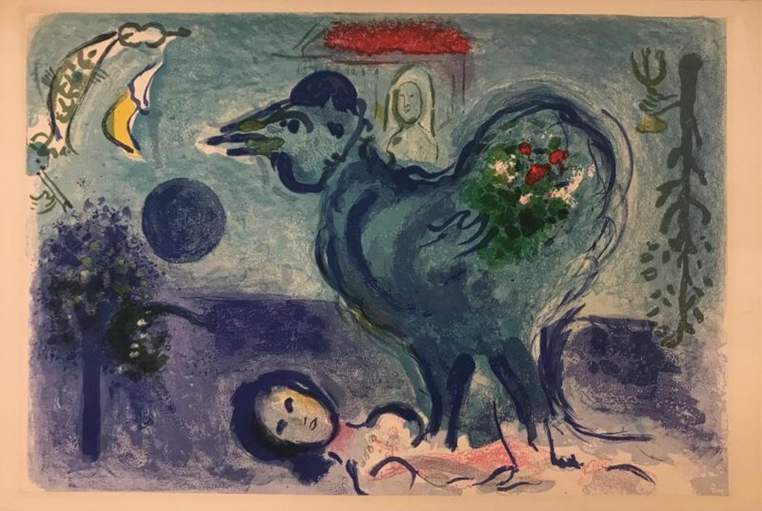 Marc Chagall Abstract Print - Landscape with rooster 