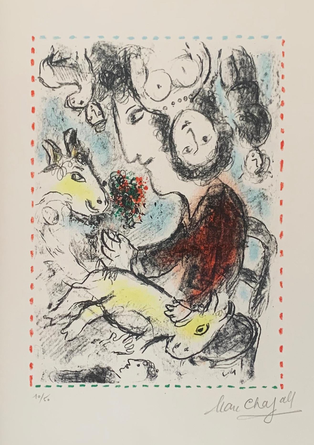 Marc Chagall Figurative Print - L'artiste à la chèvre