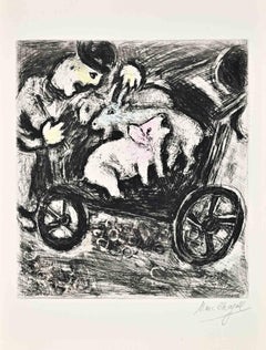 Le Berger et son Troupeau - Etching by Marc Chagall - 1952